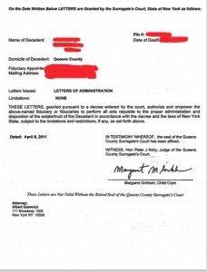 New York Letters of Administration New York Letters of Administration